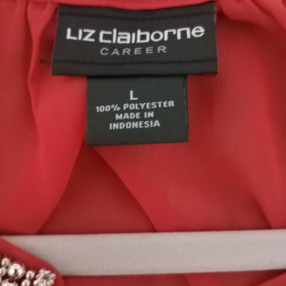Liz Claiborne Red Embellished Women's Top size L - Picture 8 of 10